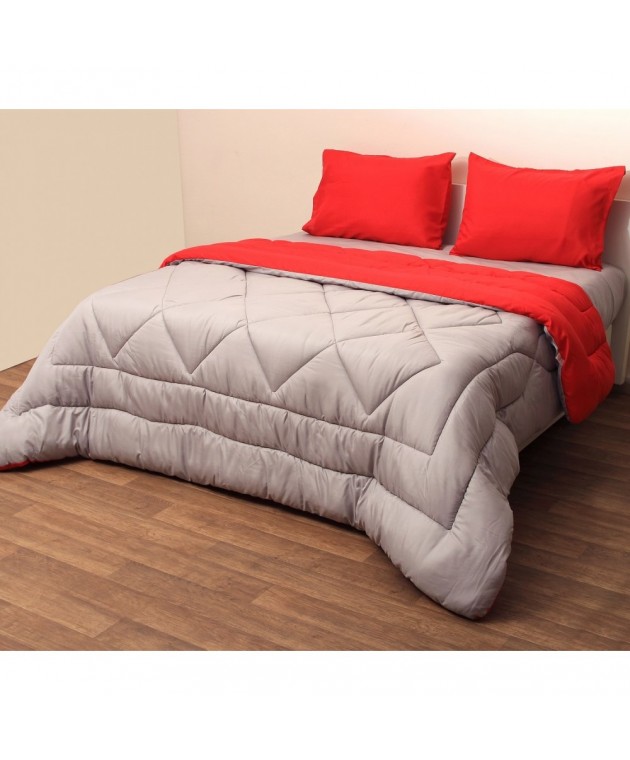 Πάπλωμα Δίχρωμο Υπέρδιπλο 220x240 Microfiber Γκρι/Κόκκινο Παπλώματα Υπέρδιπλα