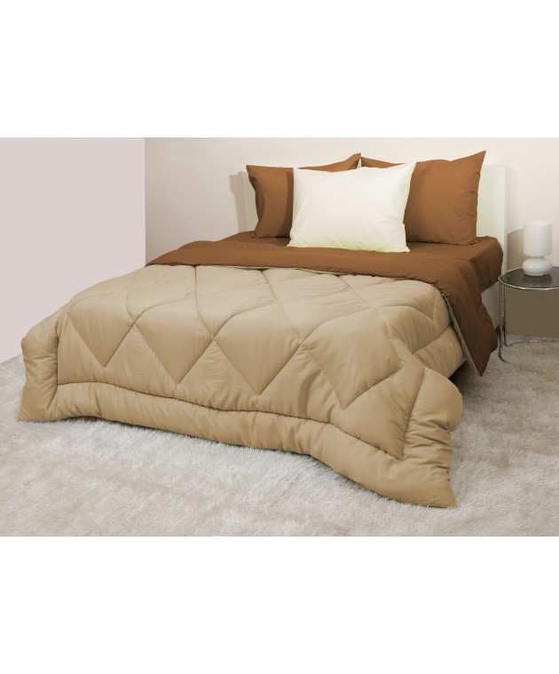 Πάπλωμα Δίχρωμο Υπέρδιπλο 220x240 Microfiber Μπεζ/Καφέ Παπλώματα Υπέρδιπλα