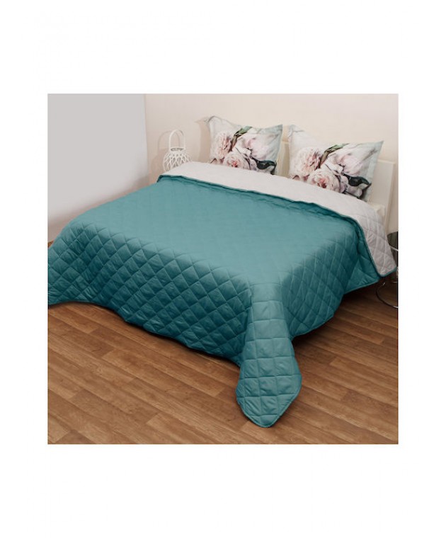 Κουβερτώριο Δίχρωμο Μονό 160x240 Microfiber Γκρι/Πετρόλ Κουβερλί Μονά