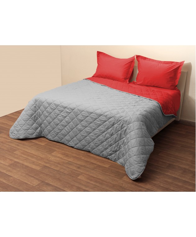 Κουβερτώριο Δίχρωμο Υπέρδιπλο 220x240 Microfiber Γκρι/Κόκκινο Κουβερλί Υπέρδιπλα