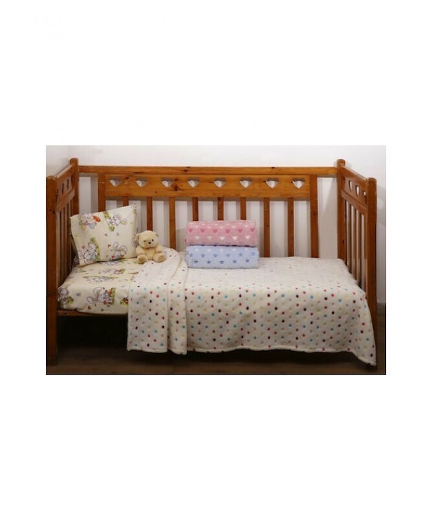 Κουβέρτα Ζακάρ Coral Fleece Κούνιας 110x152 Πουά Βρεφικά