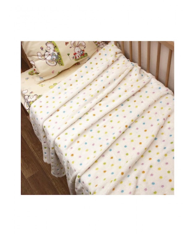 Κουβέρτα Ζακάρ Coral Fleece Κούνιας 110x152 Πουά Βρεφικά