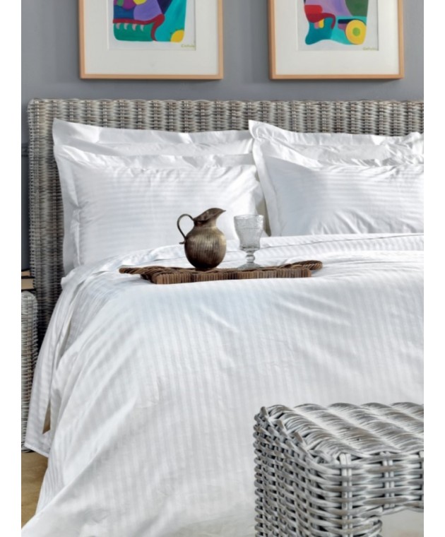 Σεντόνι White Comfort 300TC 170x270 WHITE STRIPES Σεντόνια Μεμονωμένα Μονά