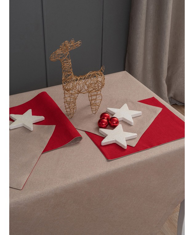 Τραπεζοκαρέ Christmas Collection 85x85 CD01 BEIGE Τραπεζομάντηλα Χριστουγεννιάτικα