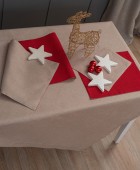 Τραπεζοκαρέ Christmas Collection 85x85 CD01 BEIGE Τραπεζομάντηλα Χριστουγεννιάτικα