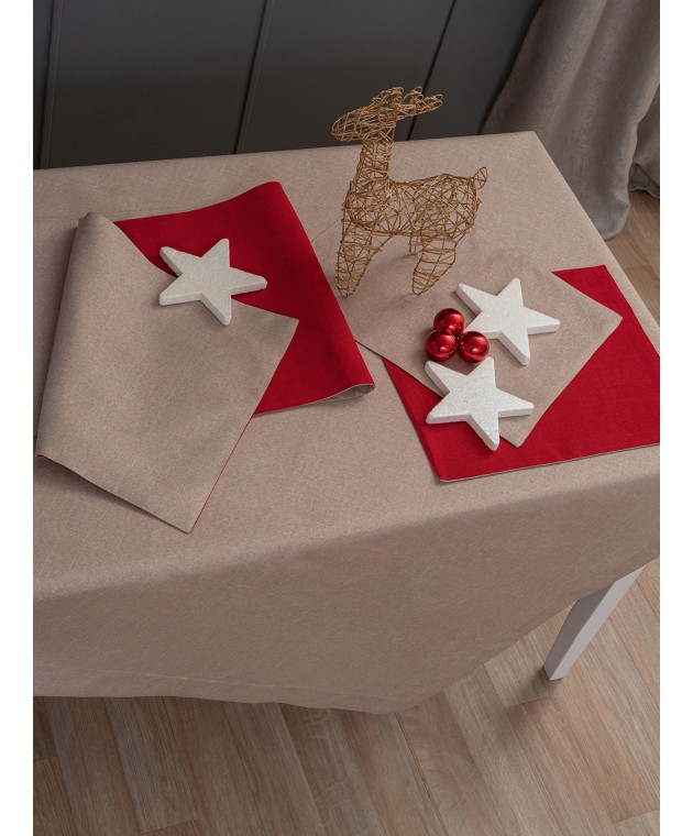 Τραπεζοκαρέ Christmas Collection 85x85 CD01 BEIGE Τραπεζομάντηλα Χριστουγεννιάτικα