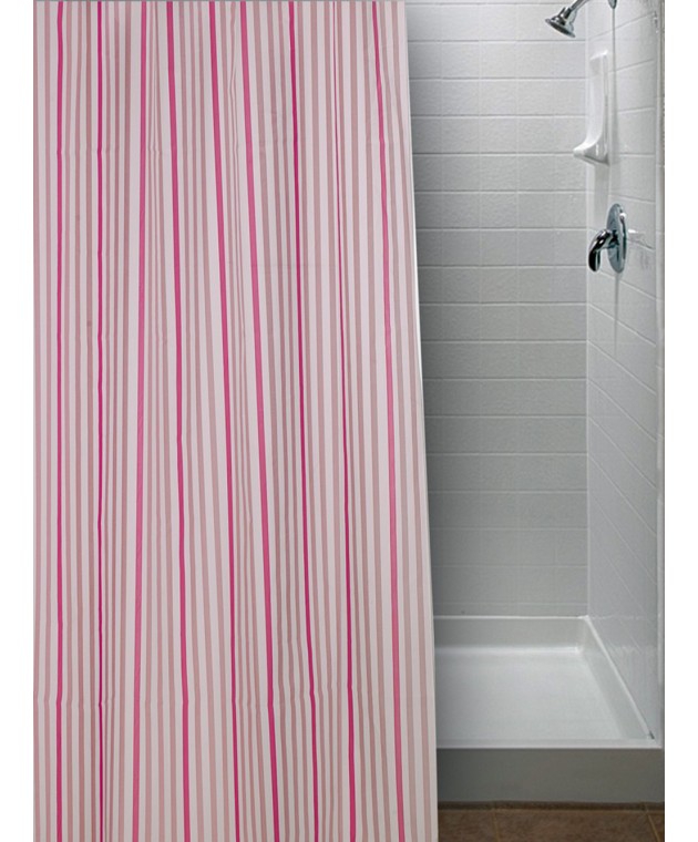 Κουρτίνα Μπάνιου 180x200 STRIPE PINK Κουρτίνες Mπάνιου