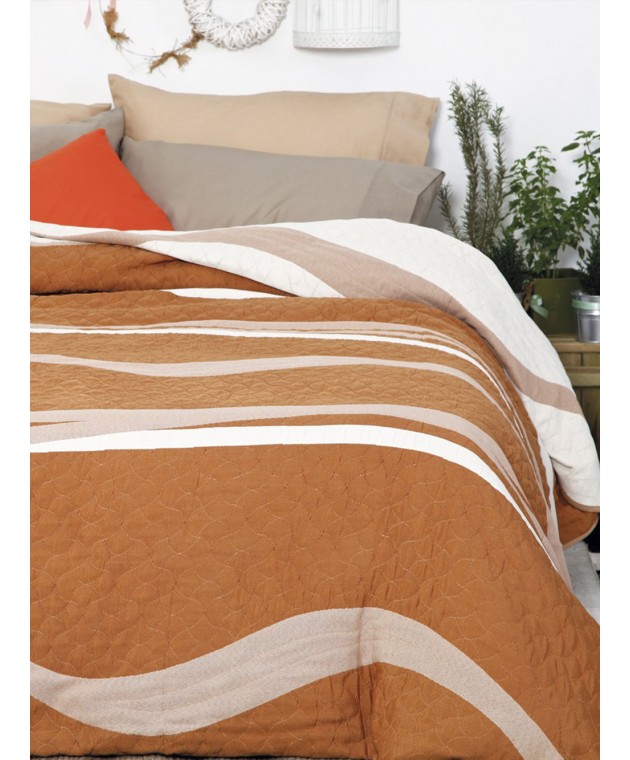 Κουβερλί Cotton Rich 160x260 WAVES ECRU/SALMON Κουβερλί Μονά
