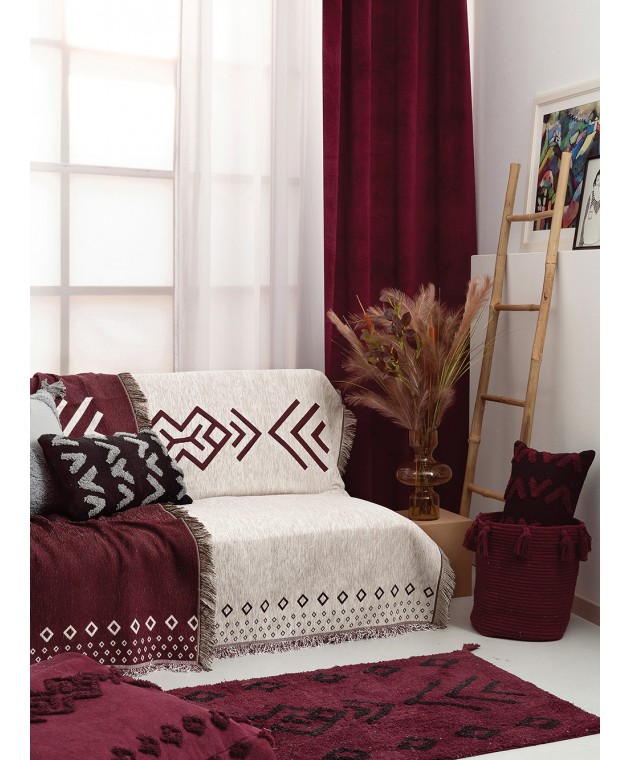 Χαλακι Με Φουντες Home Décor 60x140 RIDEL BORDEAUX Μοντέρνα Χαλιά