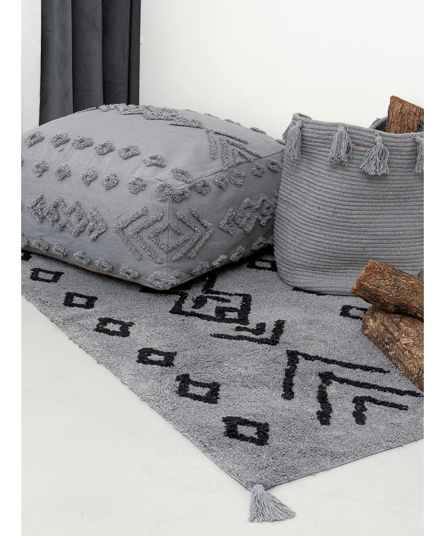 Χαλακι Με Φουντες Home Décor 60x140 RIDEL GREY Μοντέρνα Χαλιά