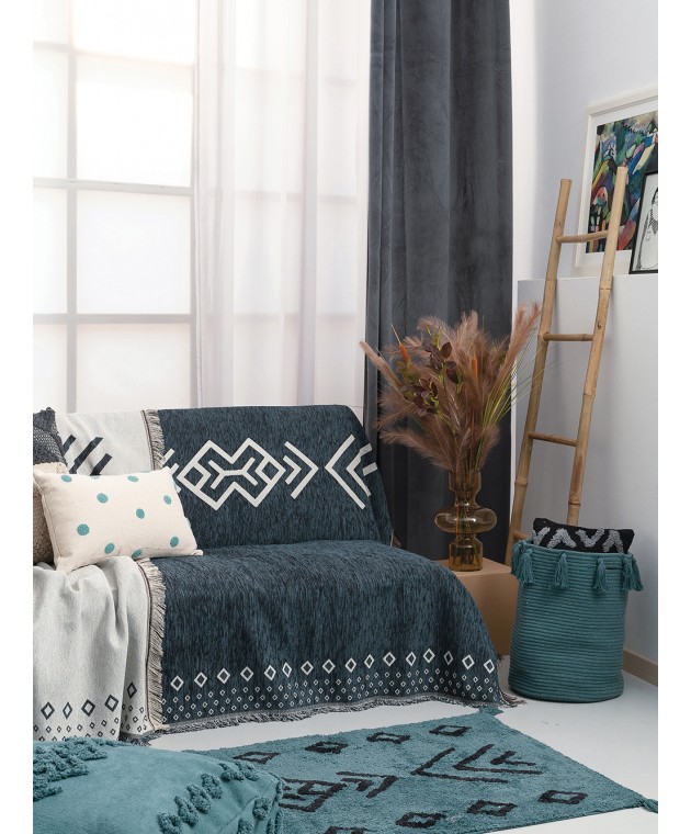 Χαλακι Με Φουντες Home Décor 60x140 RIDEL PETROL Μοντέρνα Χαλιά