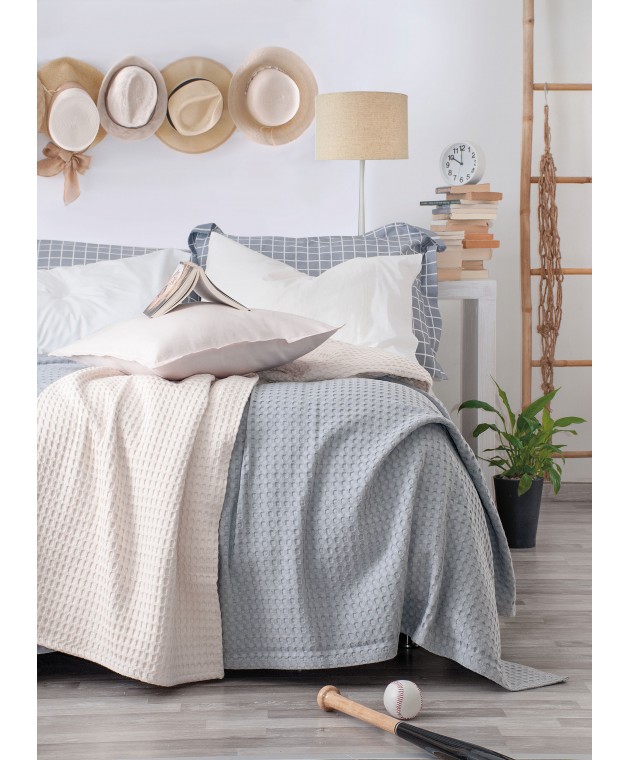 Kουβέρτα πικέ μονή (160X240) LEXY 01 GREY, RYTHMOS HOME Κουβέρτες Πικέ Μονές