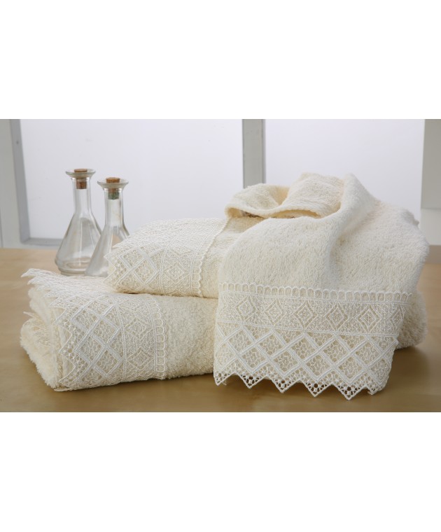 Σετ πετσέτες νυφικές 3 τεμ. DES.3 EXCELLENT IVORY, VIOPROS Νυφικές Πετσέτες