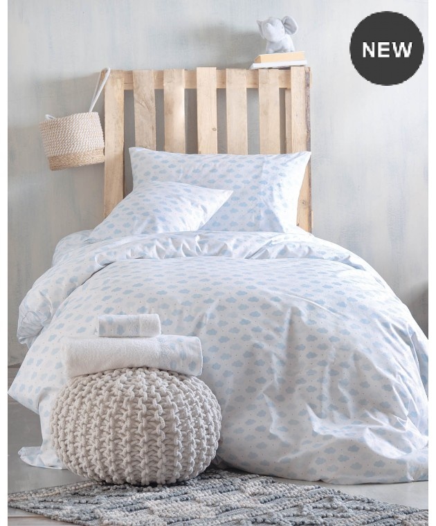 Σετ μαξιλαροθήκες παιδικές (50Χ70) CLOUDY BLUE, RYTHMOS HOME Παιδικές Μαξιλαροθήκες