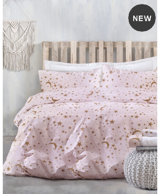 Σετ σεντόνια Υ/Δ με λάστιχο (160Χ205+25) MOONLIGHT PINK, RYTHMOS HOME Σεντόνια Μονά