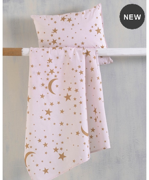 Σετ παπλωματοθήκη κούνιας (110Χ160) MOONLIGHT PINK, RYTHMOS HOME Βρεφικές Παπλωματοθήκες