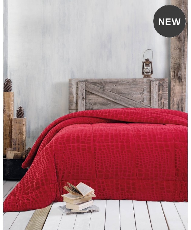 Κουβερτοπάπλωμα μονό (160Χ220) CROCO RED, RYTHMOS HOME  Κουβερτοπαπλώματα  Υπέρδιπλα