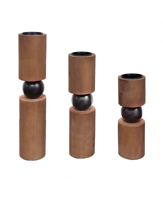 INART S/3 ΚΗΡΟΠΗΓΙΟ ΞΥΛΙΝΟ NATURAL/ΜΑΥΡΟ Φ6Χ30 Κηροπήγια