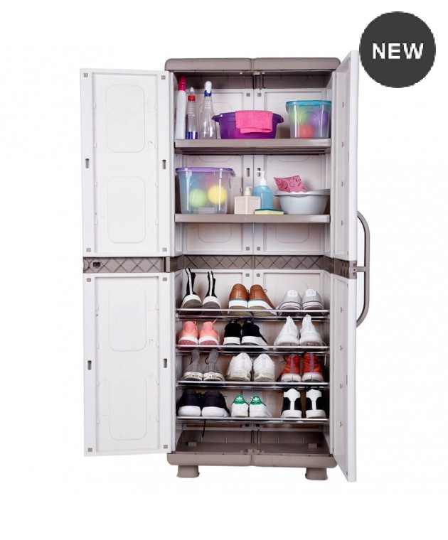 Ντουλάπα Δίφυλλη Πλαστική Λητώ 73x44x179εκ. Γκρι-Ανθρακί, HOMEPLAST ΕΠΙΠΛΑ