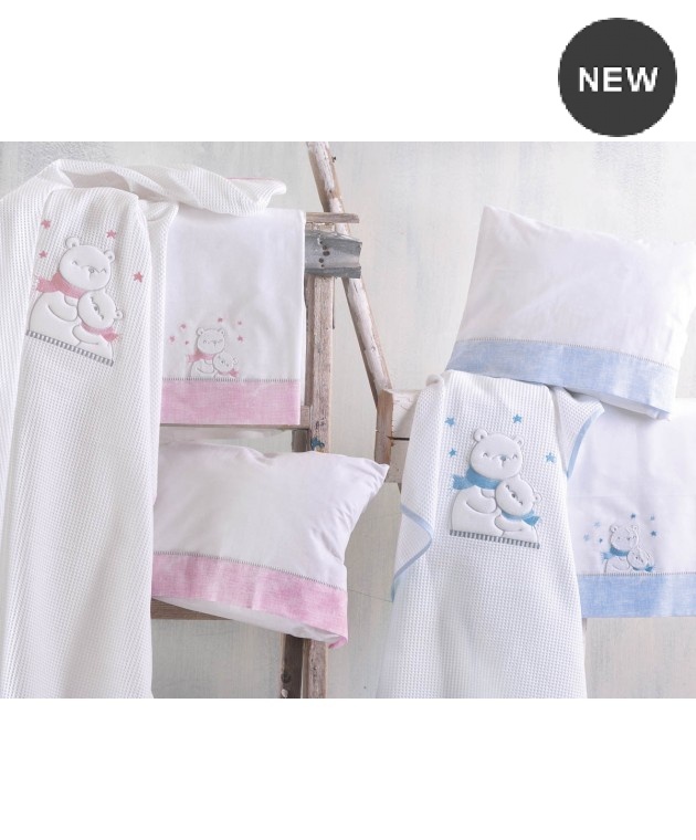 Σετ σεντόνια κούνιας (100X160) SNOWBALL PINK, RYTHMOS HOME Βρεφικά Σεντόνια