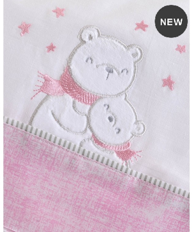 Σετ σεντόνια κούνιας (100X160) SNOWBALL PINK, RYTHMOS HOME Βρεφικά Σεντόνια