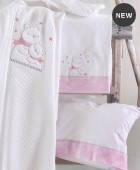 Σετ σεντόνια κούνιας (100X160) SNOWBALL PINK, RYTHMOS HOME Βρεφικά Σεντόνια