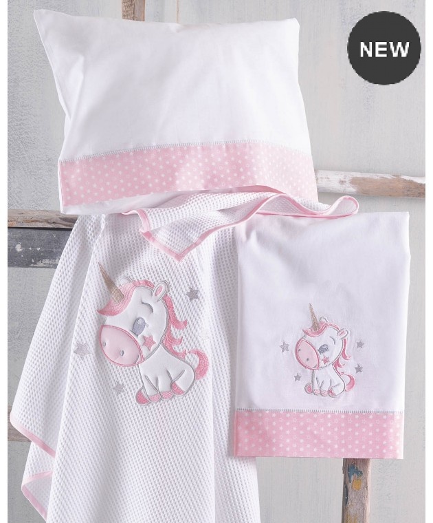 Σετ σεντόνια κούνιας (100X160) DASH PINK, RYTHMOS HOME Βρεφικά Σεντόνια