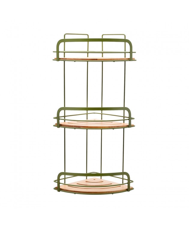 ESTIA ΕΤΑΖΕΡΑ BAMBOO ESSENTIALS ΜΕΤΑΛΛΙΚΗ ΓΩΝΙΑΚΗ 3 ΘΕΣΕΩΝ 49x19.5x19.5cm OLIVE GREEN 02-14865 Εταζέρες