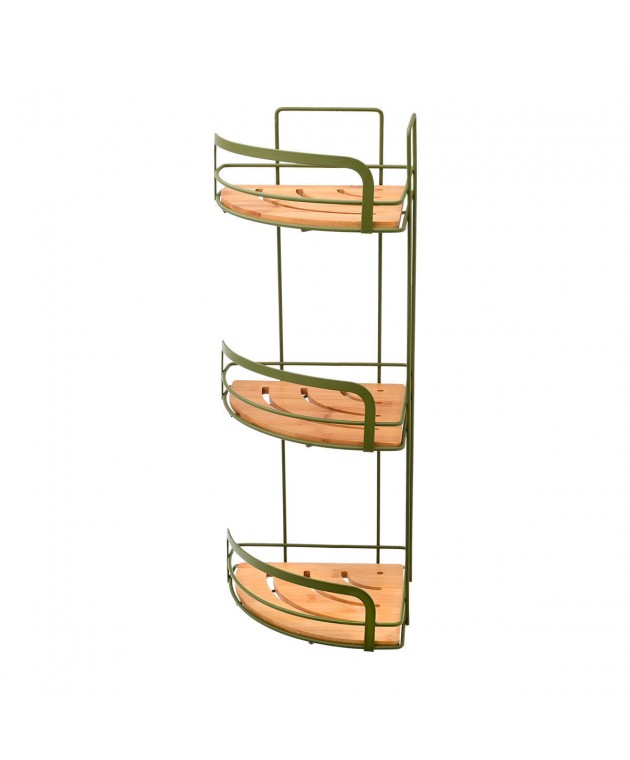 ESTIA ΕΤΑΖΕΡΑ BAMBOO ESSENTIALS ΜΕΤΑΛΛΙΚΗ ΓΩΝΙΑΚΗ 3 ΘΕΣΕΩΝ 49x19.5x19.5cm OLIVE GREEN 02-14865 Εταζέρες