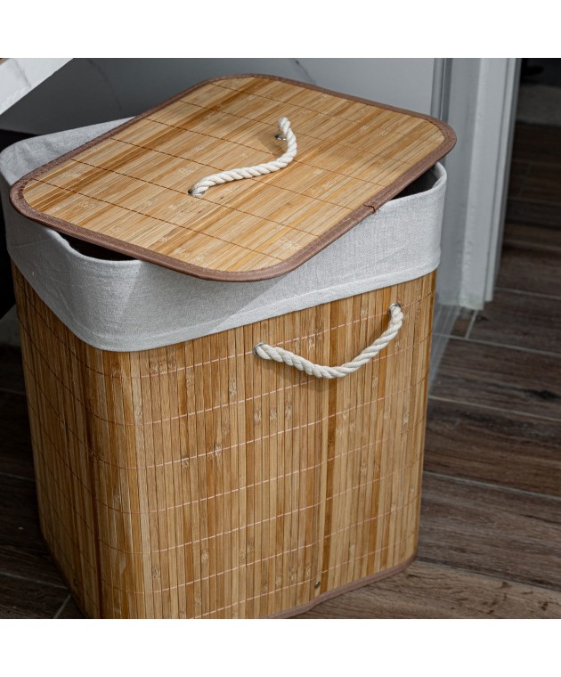 ESTIA ΚΑΛΑΘΙ ΑΠΛΥΤΩΝ BAMBOO ESSENTIALS ΠΤΥΣΣΟΜΕΝΟ ΟΡΘΟΓΩΝΙΟ 60lt 02-12816 Καλάθια Απλύτων