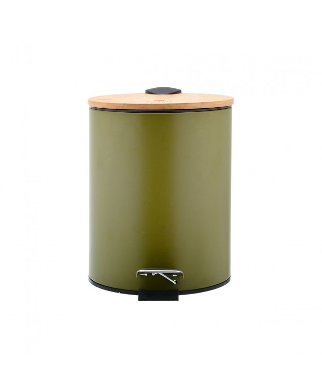 ESTIA ΧΑΡΤΟΔΟΧΕΙΟ ΜΠΑΝΙΟΥ BAMBOO ESSENTIALS SOFT CLOSE 5lt OLIVE GREEN Καλάθια Απορριμμάτων