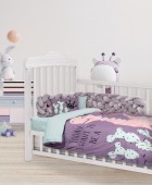 DAS BABY ΣΕΤ ΣΕΝΤΟΝΙΑ SMILE DIGITAL 4853 ΜΕΝΤΑ, ΜΩΒ Βρεφικά Σεντόνια