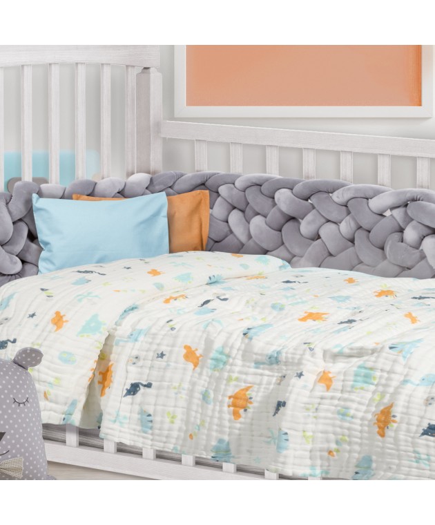 DAS BABY ΚΟΥΒΕΡΤΑ-ΜΟΥΣΕΛΙΝΑ 80X105 RELAX 6623 ΛΕΥΚΟ, ΜΠΛΕ, ΠΟΡΤΟΚΑΛΙ Βαμβακερές Κουβέρτες