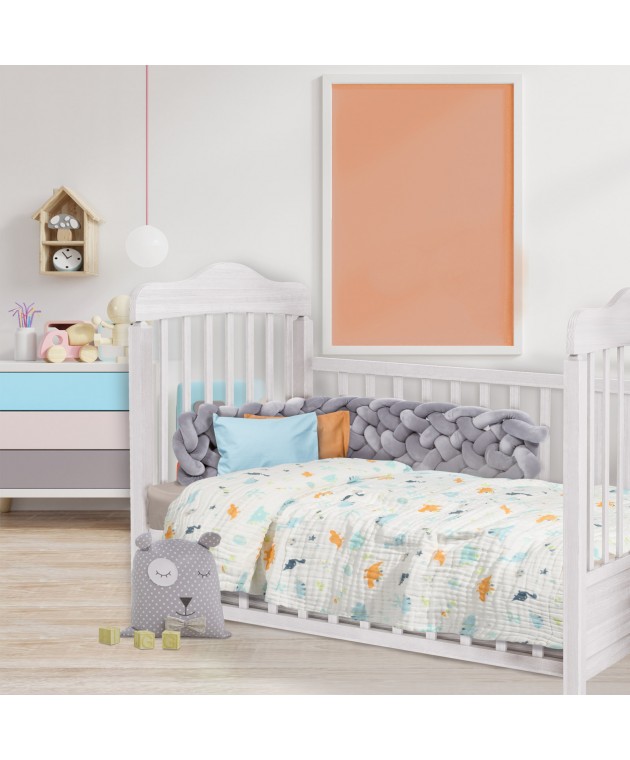 DAS BABY ΚΟΥΒΕΡΤΑ-ΜΟΥΣΕΛΙΝΑ 80X105 RELAX 6623 ΛΕΥΚΟ, ΜΠΛΕ, ΠΟΡΤΟΚΑΛΙ Βαμβακερές Κουβέρτες