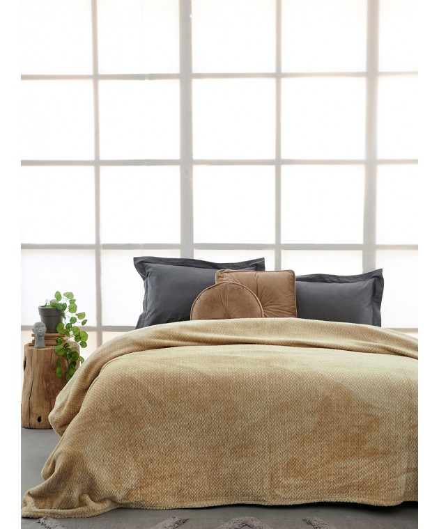 Κουβέρτα Fleece 220x240 CHLOEE SAND Κουβέρτες Fleece Υπέρδιπλες