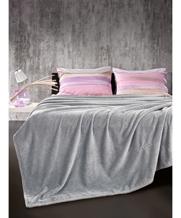 Σετ 2τμχ. Κουβέρτα Rombus Silver 220x240 Κουβέρτες Fleece Υπέρδιπλες