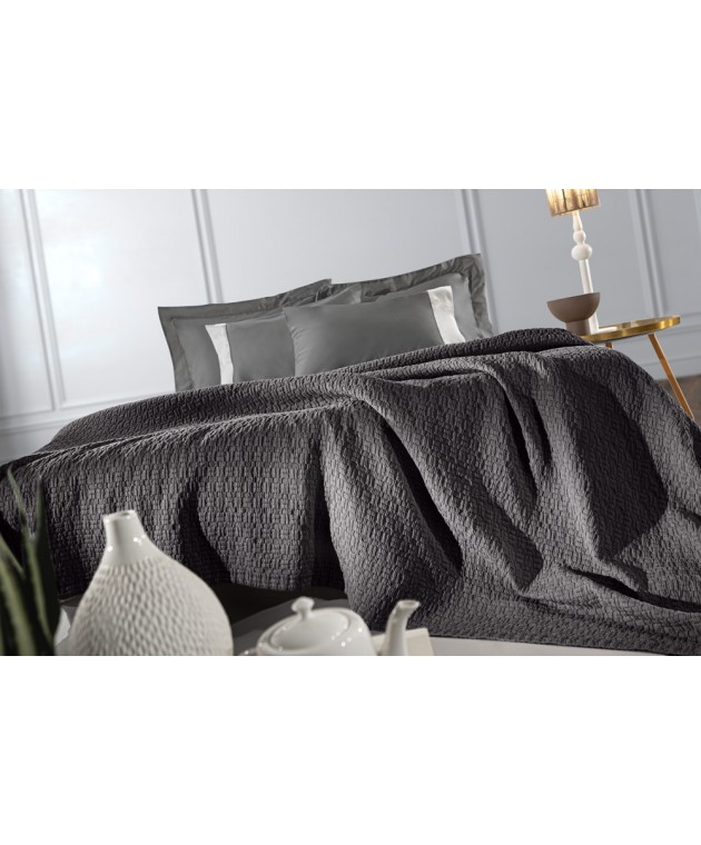 Κουβέρτα Nikki Anthracite 240x260 Κουβέρτες Βαμβακερές Υπέρδιπλες