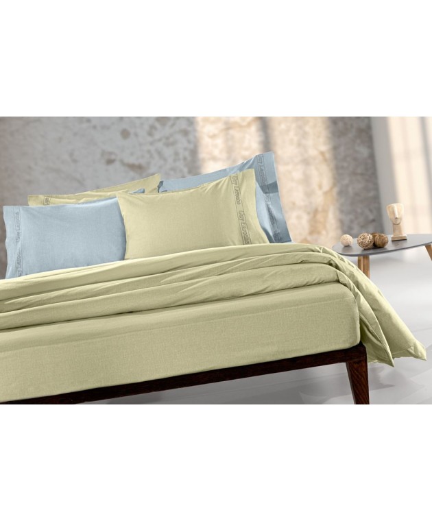 Σεντόνι "Easy Iron" με λάστιχο Color Plus Olive 160x200 Υπέρδιπλα