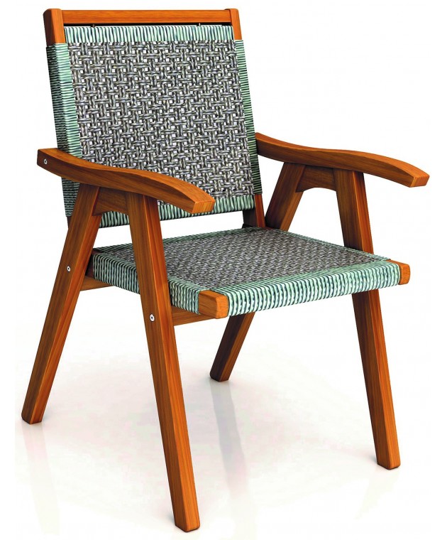 Ξύλινη Πολυθρόνα Acacia Wood Με Rattan Πολυθρόνες