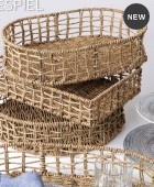 Διακοσμητικό Καλάθι Ψάθινο 50x50x10cm AST804, ESPIEL Διακοσμητικά Καλάθια