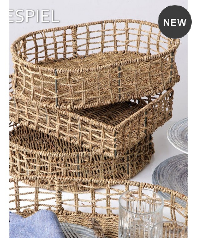 Διακοσμητικό Καλάθι Ψάθινο 50x50x10cm AST804, ESPIEL Διακοσμητικά Καλάθια