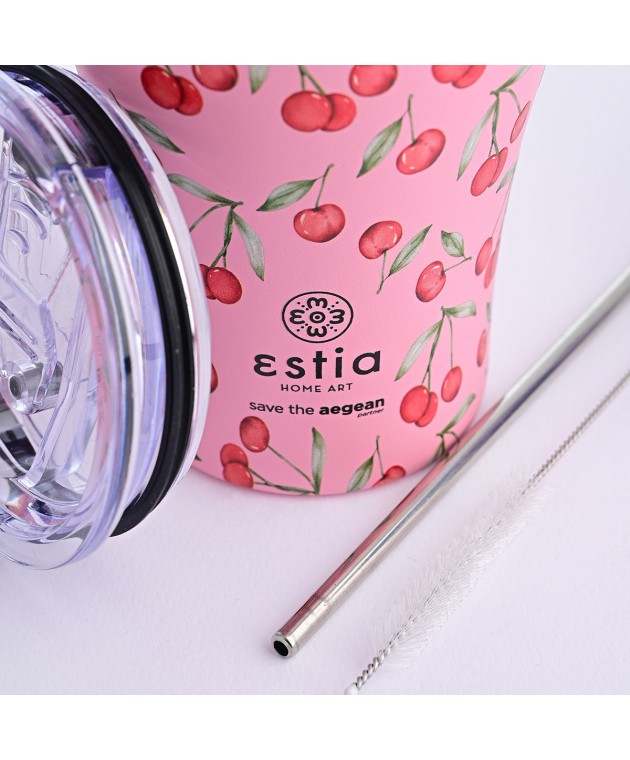 ESTIA ΘΕΡΜΟΣ COFFEE MUG SAVE THE AEGEAN 350ml CHERRY ROSE 01-16876 ΟΙΚΙΑΚΑ