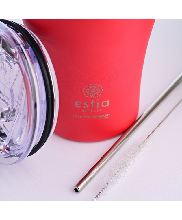 ESTIA ΘΕΡΜΟΣ COFFEE MUG SAVE THE AEGEAN 350ml SCARLET RED 01-16845 ΟΙΚΙΑΚΑ