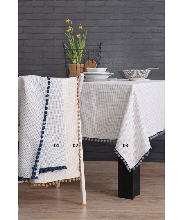 Τραπεζομάντηλο (140Χ140) POM POM 02, RYTHMOS HOME