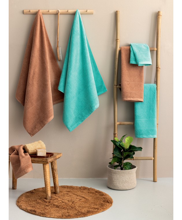 Πετσέτα Προσώπου Towels Collection 50x90 ROKE AQUA Πετσέτες Mπάνιου