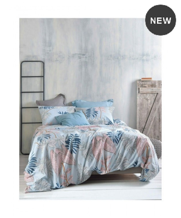 Σετ σεντόνια Υ/Δ με λάστιχο (160Χ205+25) SOLANGE BLUE, RYTHMOS HOME Σεντόνια Υπέρδιπλα