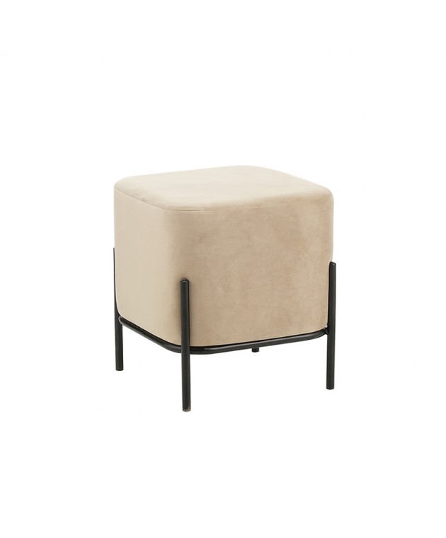 BELLA/S ΣΚΑΜΠΟ BEIGE VELVET ΥΦΑΣΜΑ 36X36Χ38εκ. Σκαμπώ / Πουφ