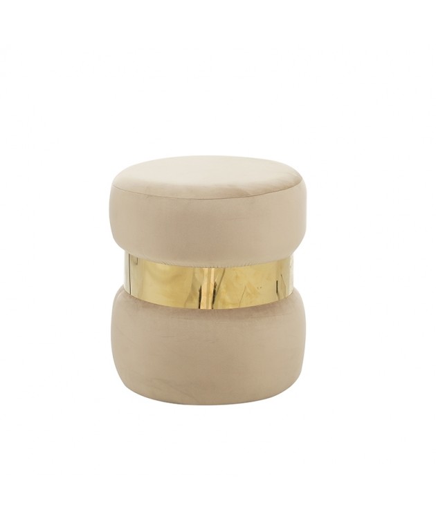 LINDA/R ΣΚΑΜΠΟ BEIGE VELVET ΥΦΑΣΜΑ Φ.37Χ43εκ. Σκαμπώ / Πουφ