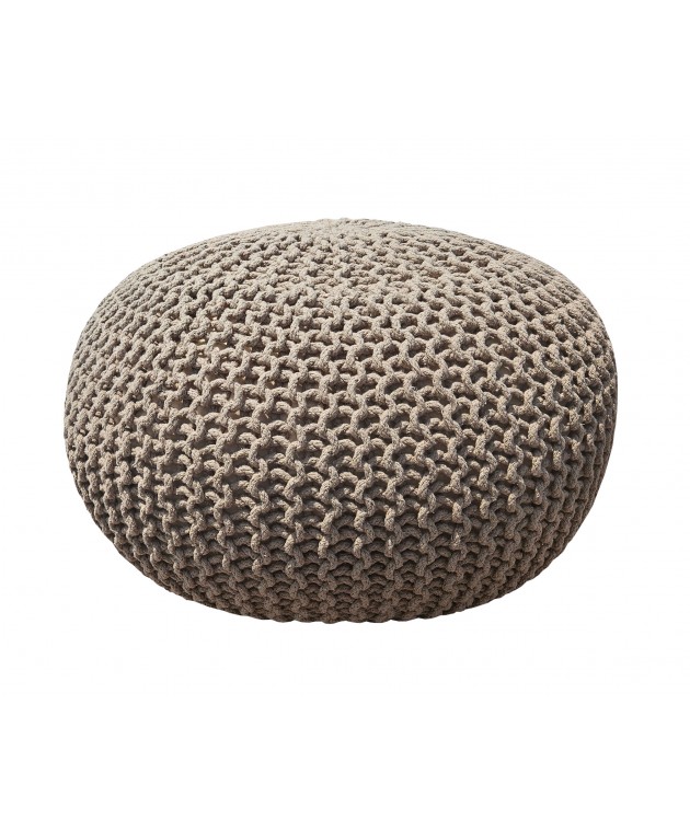 Πουφ Macrame ΚΟΜΒΟΣ με εσωτερικη γέμιση 70x70x45 Beige Σκαμπώ / Πουφ