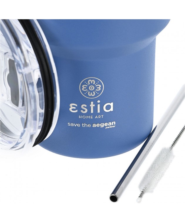 ESTIA ΘΕΡΜΟΣ MUG LITE SAVE THE AEGEAN 400ml DENIM BLUE 01-18450 ΟΙΚΙΑΚΑ